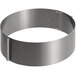 A stainless steel Ateco round cake ring with a metal band.