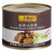 A white and red labeled can of Lee Kum Kee Black Bean Garlic Sauce.
