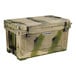 A CaterGator outdoor cooler with a camouflage pattern and a lid.