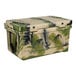 A CaterGator 65 quart outdoor cooler with a camouflage pattern.