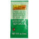 A green Lee Kum Kee soy sauce packet with white and black text.