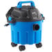 A blue and black Lavex wet vacuum with a hose.