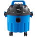 A blue and black Lavex wet vacuum with wheels.