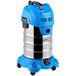 A blue and silver Lavex wet/dry vacuum cleaner on wheels.