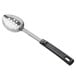 A Vollrath stainless steel basting spoon with a black perforated handle.