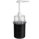 A black Steril-Sil condiment dispenser with a white pump tube.