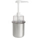 A Steril-Sil stainless steel condiment dispenser with a white pump and dome top.
