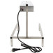 An APW Wyott infrared heat lamp display warmer on a metal stand with a black cord attached.