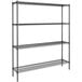 A Steelton black metal wire shelving unit with three shelves.