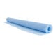 A blue roll of plastic with white text and measurements.