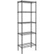 A Steelton black metal wire shelving unit with four shelves.