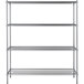 A Steelton wire shelving unit with four shelves and metal poles on a white background.