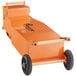An orange and black Fryclone Fryer Oil Shuttle with wheels.