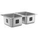 A Waterloo stainless steel double sink with two compartments for a counter.
