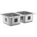 A Waterloo stainless steel double sink with two compartments.