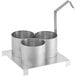 A stainless steel Carnival King Triple Mini Funnel Cake Mold Ring with three metal cylinders.