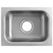 A close-up of a Waterloo stainless steel undermount sink with a hole in the center.