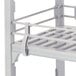 A white metal double level shelf rail for Cambro Camshelving.