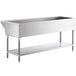 A ServIt stainless steel ice-cooled cold food table with an undershelf on a counter.