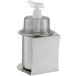 A Steril-Sil stainless steel hand sanitizer dispenser with a clear lid and white pump.