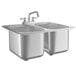 A Regency stainless steel drop-in sink with two compartments and a faucet.