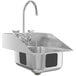 A Waterloo stainless steel drop-in sink with a faucet and side splashes.