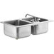 A Regency stainless steel sink with two compartments and a double faucet.