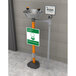A Guardian Equipment pedestal mounted eye wash station with a stainless steel bowl.