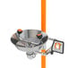 A Guardian Equipment safety station with a stainless steel eyewash bowl and orange handles.