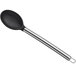 A black and silver Tablecraft spoon with a silicone bowl and stainless steel handle.