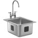 A Waterloo stainless steel drop-in sink with a gooseneck faucet.