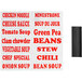 A white rectangular magnetic label with red text reading "Soup and Chili" on a white background.
