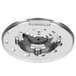 A circular stainless steel Waring grating and shredding disc with holes.