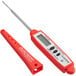 A red AvaTemp digital pocket probe thermometer with a plastic handle.