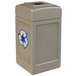 A beige Commercial Zone recycling bin with a white mixed recycling slot and recycle symbol.