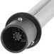 The metal end of an AvaMix heavy-duty immersion blender with a black cap on it.