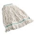 A white Choice cotton wet mop head with green trim.
