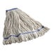 A white Choice natural cotton wet mop with blue trim.