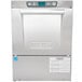 A silver stainless steel Hobart undercounter dishwasher with a digital display.