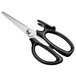 A pair of Mercer Culinary Japanese steel kitchen scissors with a black handle.