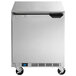 A silver Beverage-Air undercounter freezer with a black handle.