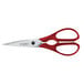 A pair of Victorinox kitchen shears with red handles and stainless steel blades.