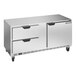 A stainless steel Beverage-Air undercounter freezer with drawers.