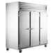 A large silver Traulsen G Series reach-in refrigerator with three doors.