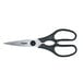 Victorinox stainless steel kitchen shears with black handles.