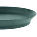 A black oval pan with a short base and a green oval plate inside.