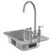 A silver Waterloo stainless steel drop-in sink with a gooseneck faucet.
