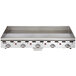 A Vulcan stainless steel commercial griddle with extra deep plate.