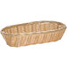 A Tablecraft natural-colored polypropylene and steel bread basket on a white background.