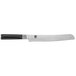 A Shun Classic bread knife with a black handle and silver blade.